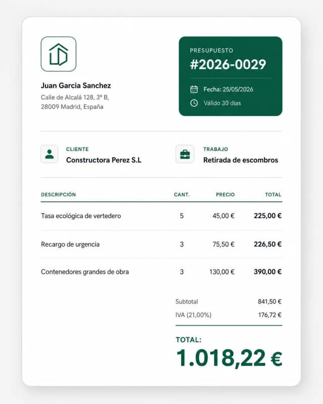 Vista previa de presupuesto PDF