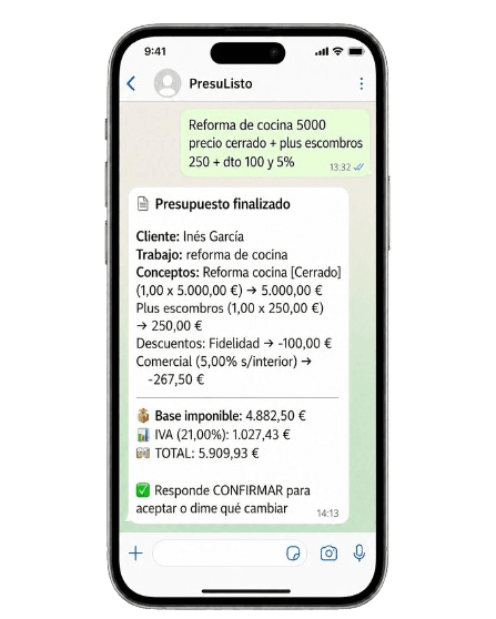 PresuListo en móvil